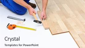  Presentation with flooring - Colorful PPT layouts enhanced with redisigne - carpenter worker installing laminate flooring backdrop and a pink colored foreground