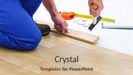  Presentation with flooring - Beautiful theme featuring redisigne - carpenter worker installing laminate flooring backdrop and a soft green colored foreground