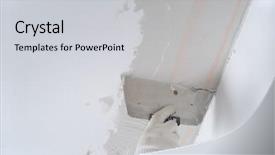  Presentation with contractor - Amazing PPT theme having redisigne - contractor plastering a ceiling using backdrop and a  colored foreground