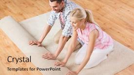  Presentation with home renovation - Presentation theme featuring redisigne - people repair and renovation concept background and a lemonade colored foreground