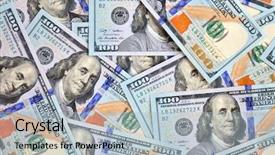  Presentation with financial - Slide set consisting of redisigne - redesigned hundreds american dollars background and a  colored foreground