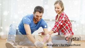  Presentation with repair - Colorful presentation theme enhanced with redisigne - repair building family people backdrop and a soft green colored foreground