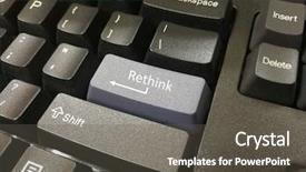  Presentation with keyboard - Slide deck consisting of redisigne - rethink button on keyboard background and a dark gray colored foreground