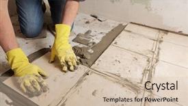  Presentation with ceramic tiles - Slides consisting of redisigne - tiler installs ceramic tiles background and a soft green colored foreground