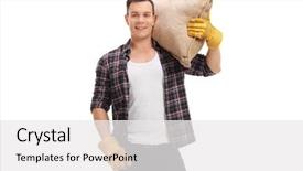  Presentation with redneck - Colorful PPT layouts enhanced with redneck - agricultural worker holding a burlap backdrop and a white colored foreground