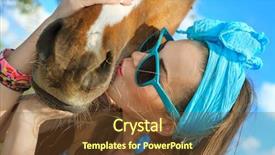  Presentation with redneck - Theme consisting of redneck - beautiful young woman wearing blue background and a tawny brown colored foreground