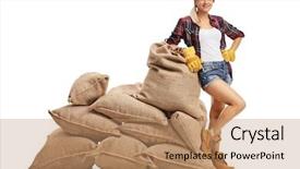  Presentation with farmer overlooking his fields - Audience pleasing theme consisting of redneck - cheerful female farmer leaning backdrop and a coral colored foreground