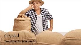  Presentation with elderly oral health - Theme with redneck - disappointed elderly farmer posing background and a coral colored foreground