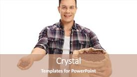  Presentation with redneck - PPT theme enhanced with redneck - happy farmer offering coffee beans background and a coral colored foreground