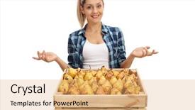  Presentation with female hypnotist - PPT theme consisting of redneck - happy female farmer posing background and a  colored foreground