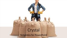  Presentation with farmer markets - Slides enhanced with redneck - happy female farmer standing behind background and a coral colored foreground