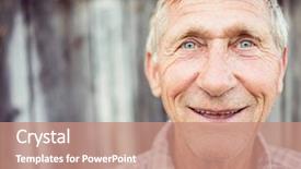  Presentation with portrait happy family smiling - Amazing PPT theme having redneck - happy smiling elder senior man backdrop and a coral colored foreground