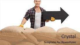  Presentation with pile - Cool new PPT theme with redneck - male farmer posing behind backdrop and a  colored foreground