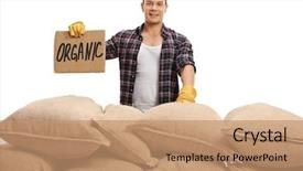 Presentation with pile - PPT layouts consisting of redneck - young farmer standing behind background and a coral colored foreground