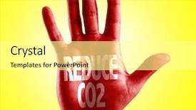  Presentation with co2 - Presentation theme featuring reduce co2 written on hand background and a white colored foreground