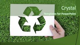  Presentation with white sheet - Audience pleasing slides consisting of reduce consumerism - ecology sign on white sheet backdrop and a forest green colored foreground