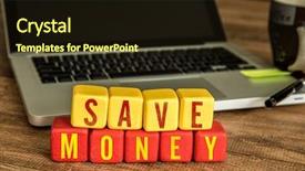  Presentation with save - Slide set having reduce consumerism - save money written background and a wine colored foreground