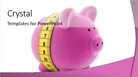  Presentation with tape measure - Colorful slides enhanced with reduce costs - piggy bank with measure tape backdrop and a white colored foreground