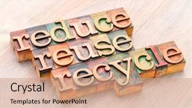  Presentation with reduce reuse - Presentation design having reduce reuse and recycle 3r background and a coral colored foreground