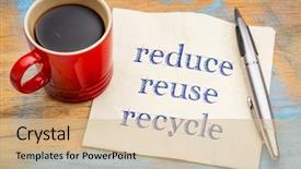 Presentation with reduce reuse - PPT theme enhanced with reduce reuse recycle - conservation concept background and a soft green colored foreground