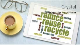  Presentation with reduce reuse - Audience pleasing PPT theme consisting of reduce reuse recycle word cloud backdrop and a soft green colored foreground
