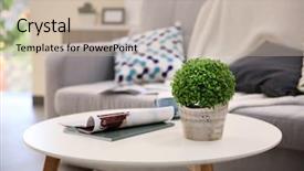  Presentation with living room - Amazing slide set having reducing expenses - modern living room interior backdrop and a mint green colored foreground