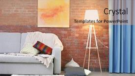  Presentation with living room - Slide deck consisting of reducing expenses - modern living room interior background and a coral colored foreground