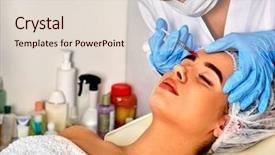  Presentation with restoration - Presentation theme featuring reduction - filler injection for female forehead background and a lemonade colored foreground