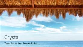  Presentation with blue water - PPT theme featuring reed-canopy-on-arbor background and a sky blue colored foreground