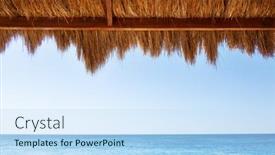  Presentation with beach - Cool new theme with reed-canopy-on-arbor backdrop and a sky blue colored foreground