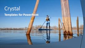  Presentation with spring water - Presentation featuring reeds-on-a-calm-lake background and a teal colored foreground