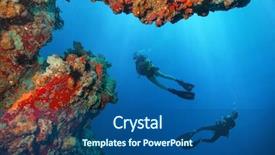  Presentation with divers - Theme consisting of reef underwater sport and leasure background and a ocean colored foreground
