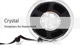  Presentation with tape recorder - Presentation design enhanced with reel of audio tape background and a white colored foreground