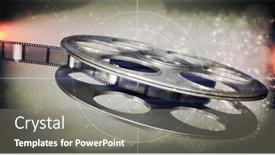 Presentation with film reel - Presentation design consisting of reel-of-film-is-depicted background and a gray colored foreground