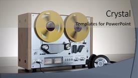  Presentation with tape recorder - Presentation theme with reel stereo tape deck recorder background and a  colored foreground