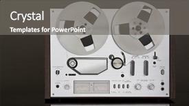  Presentation with tape recorder - Presentation having reel stereo tape deck recorder background and a  colored foreground