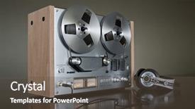  Presentation with tape recorder - Colorful theme enhanced with reel stereo tape deck recorder backdrop and a dark gray colored foreground