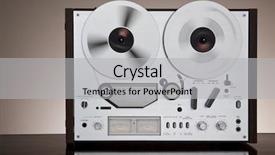  Presentation with tape recorder - PPT theme with reel stereo tape deck recorder background and a  colored foreground