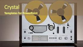  Presentation with tape recorder - Slides featuring reel stereo tape deck recorder background and a coral colored foreground