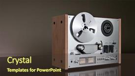  Presentation with tape recorder - Beautiful PPT theme featuring reel stereo tape deck recorder backdrop and a  colored foreground