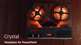  Presentation with tape audio - PPT theme with reel-to-reel-audio-tape background and a wine colored foreground