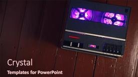  Presentation with audio tape - PPT layouts consisting of reel-to-reel-audio-tape background and a wine colored foreground