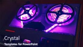  Presentation with audio tape - Audience pleasing presentation theme consisting of reel-to-reel-audio-tape backdrop and a navy blue colored foreground