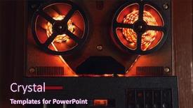  Presentation with audio tape - Presentation featuring reel-to-reel-audio-tape background and a wine colored foreground