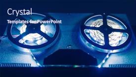  Presentation with audio tape - Presentation theme enhanced with reel-to-reel-audio-tape background and a navy blue colored foreground