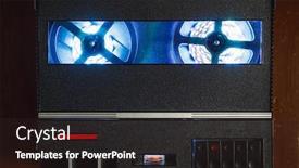  Presentation with tape audio - Presentation theme featuring reel-to-reel-audio-tape background and a wine colored foreground