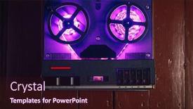  Presentation with audio tape - Cool new presentation theme with reel-to-reel-audio-tape backdrop and a wine colored foreground