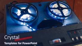  Presentation with tape recorder - Audience pleasing presentation theme consisting of reel-to-reel-audio-tape backdrop and a navy blue colored foreground