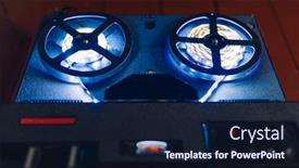  Presentation with tape audio - PPT theme featuring reel-to-reel-audio-tape background and a wine colored foreground