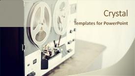  Presentation with tape recorder - Cool new PPT layouts with reel to reel tube tape backdrop and a cream colored foreground